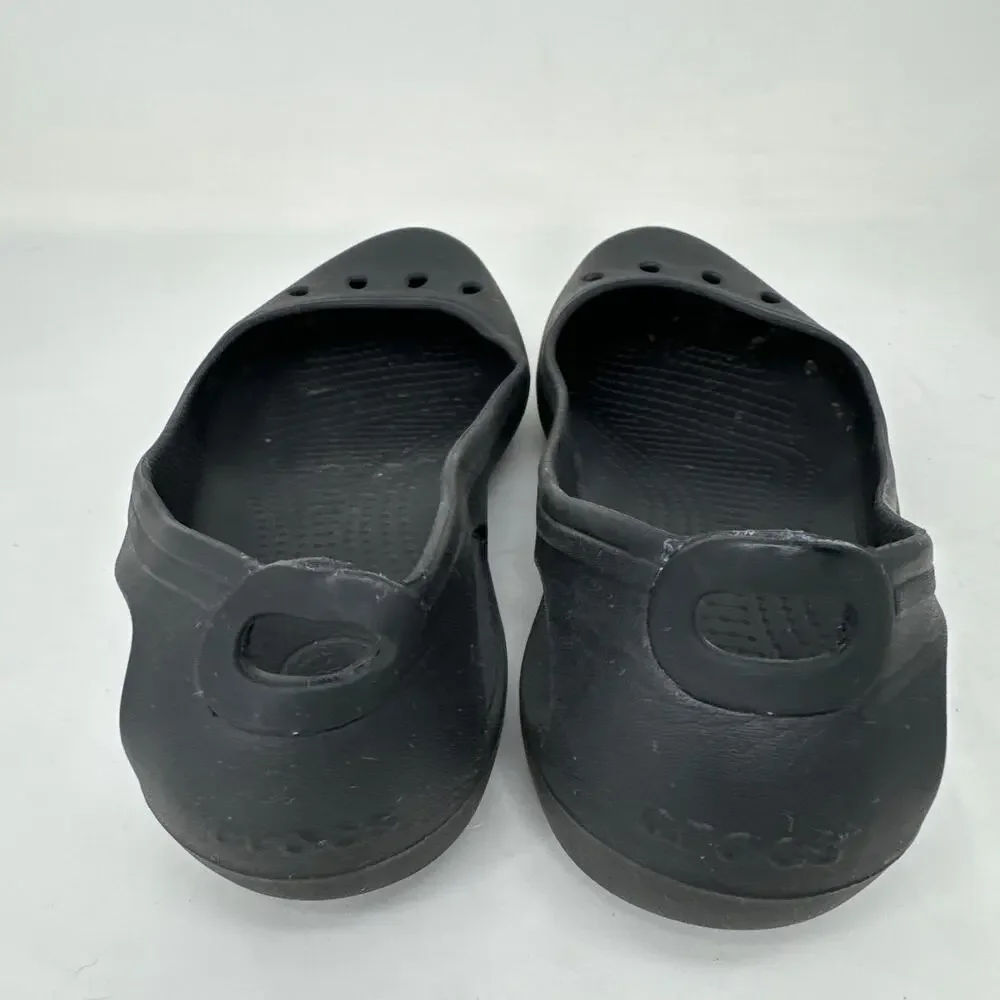 Crocs Kadee Shoes Ballet Flats Cutout Rounded Toe Slip On Black Womens Size 8‎